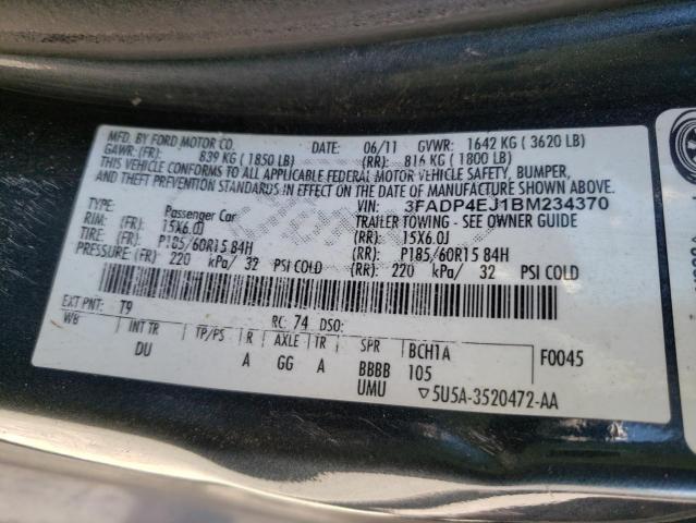 Photo 10 from auction – 2011 FORD FIESTA SE with VIN 3FADP4EJ1BM234370