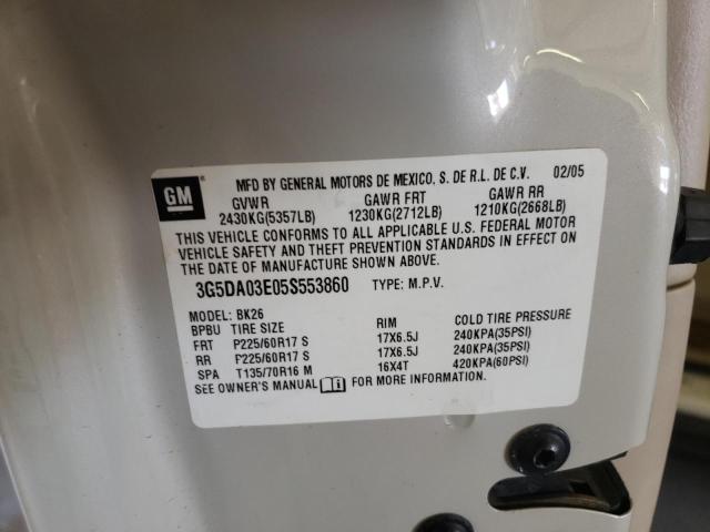 Photo 10 from auction – 2005 BUICK RENDEZVOUS with VIN 3G5DA03E05S553860