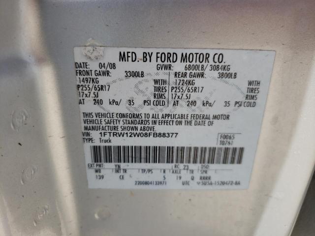Photo 10 from auction – 2008 FORD F150 SUPER with VIN 1FTRW12W08FB88377