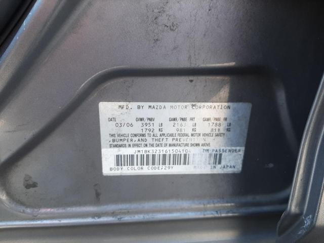 Photo 10 from auction – 2006 MAZDA 3 S with VIN JM1BK323161504104