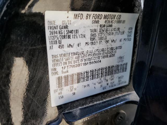 Photo 10 from auction – 2011 FORD F250 SUPER with VIN 1FT7W2BT1BEB93684