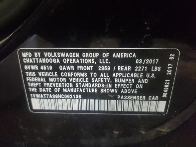 Photo 10 from auction – 2017 VOLKSWAGEN PASSAT S with VIN 1VWAT7A38HC062136