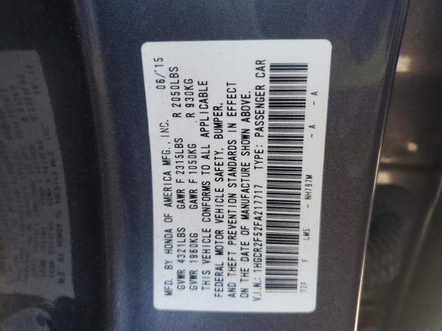 Photo 10 from auction – 2015 HONDA ACCORD SPO with VIN 1HGCR2F52FA217717