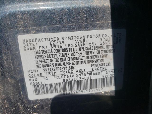 Photo 10 from auction – 2014 NISSAN SENTRA S with VIN 3N1AB7AP4EY216467