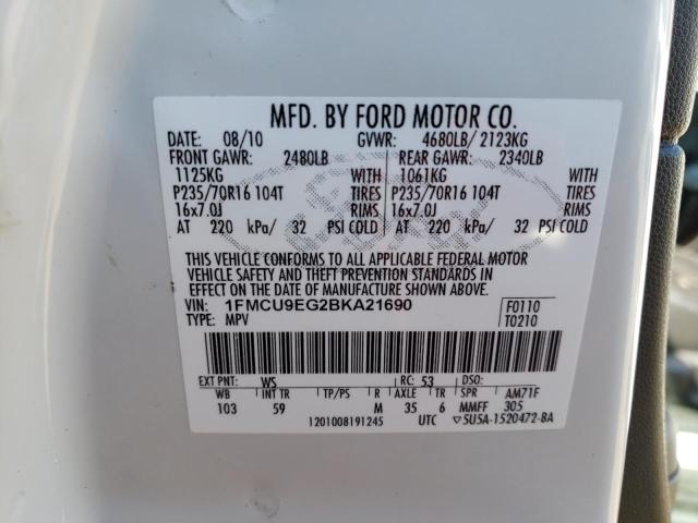 Photo 10 from auction – 2011 FORD ESCAPE LIM with VIN 1FMCU9EG2BKA21690