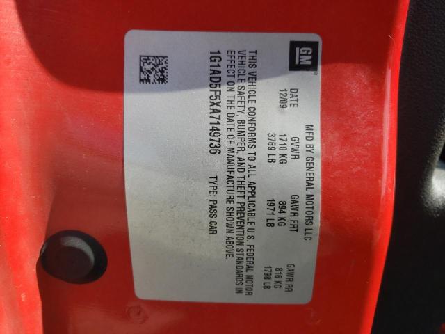 Photo 10 from auction – 2010 CHEVROLET COBALT 1LT with VIN 1G1AD5F5XA7149736