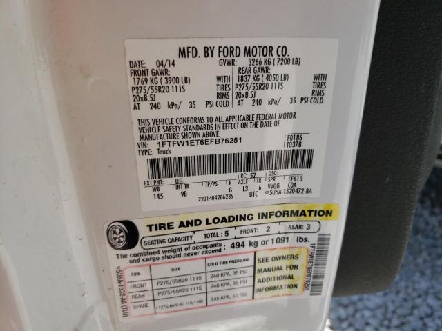 Photo 10 from auction – 2014 FORD F150 SUPER with VIN 1FTFW1ET6EFB76251