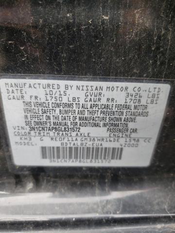 Photo 10 from auction – 2016 NISSAN VERSA S with VIN 3N1CN7AP8GL831572