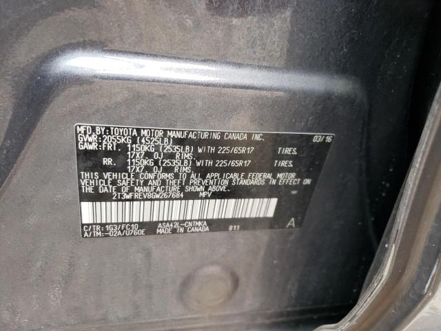 Photo 10 from auction – 2016 TOYOTA RAV4 XLE with VIN 2T3WFREV8GW267684