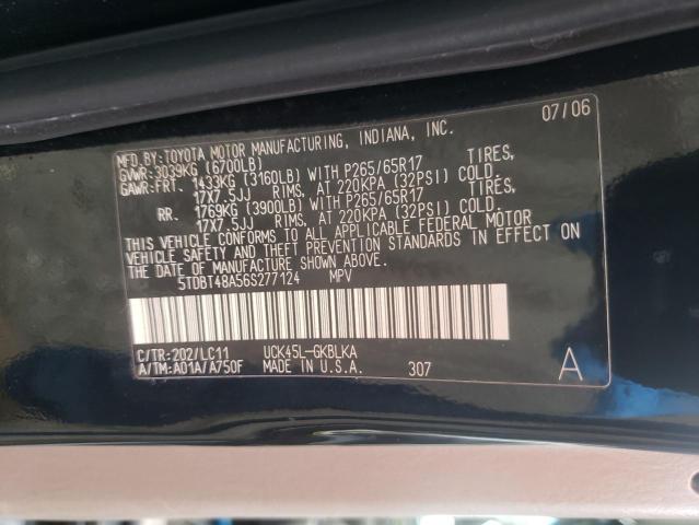 Photo 10 from auction – 2006 TOYOTA SEQUOIA LI with VIN 5TDBT48A56S277124