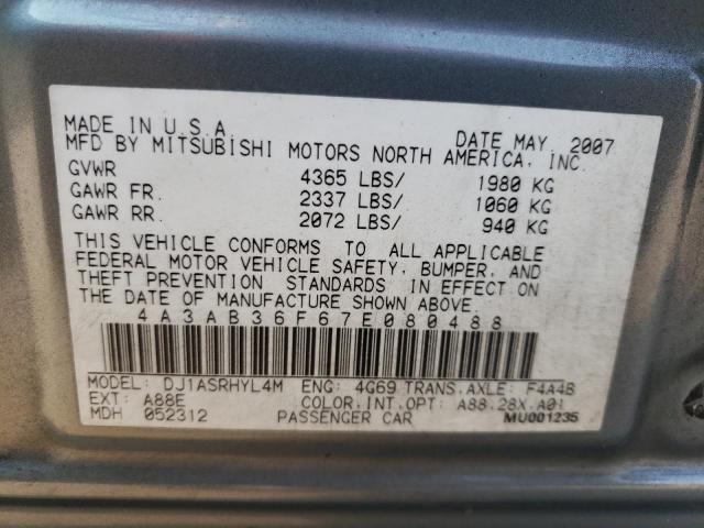 Photo 10 from auction – 2007 MITSUBISHI GALANT ES with VIN 4A3AB36F67E080488