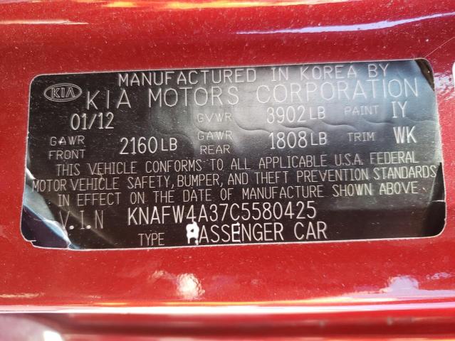 Photo 10 from auction – 2012 KIA FORTE with VIN KNAFW4A37C5580425