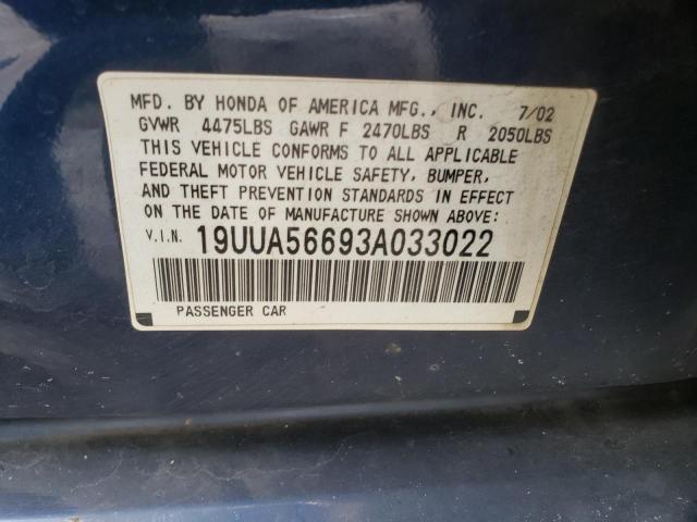 Photo 10 from auction – 2003 ACURA 3.2TL with VIN 19UUA56693A033022