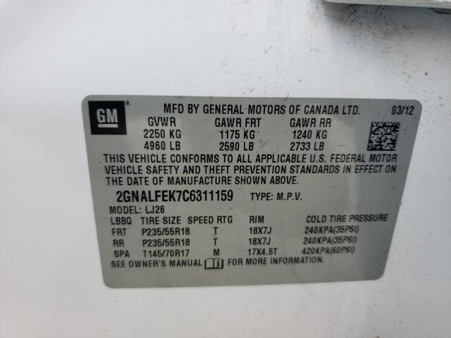 Photo 10 from auction – 2012 CHEVROLET EQUINOX LT with VIN 2GNALFEK7C6311159