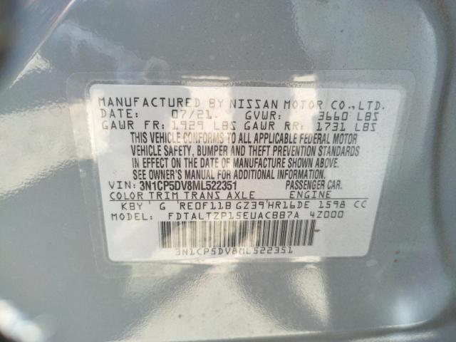 Photo 10 from auction – 2021 NISSAN KICKS SR with VIN 3N1CP5DV8ML522351