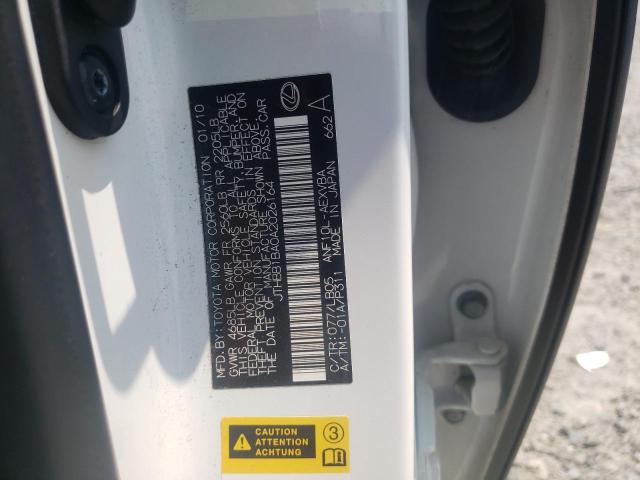 Photo 10 from auction – 2010 LEXUS HS 250H with VIN JTHBB1BA0A2026164