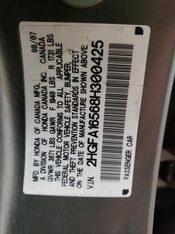 Photo 10 from auction – 2008 HONDA CIVIC LX with VIN 2HGFA16568H300425