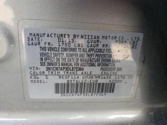 Photo 10 from auction – 2013 NISSAN VERSA S with VIN 3N1CN7AP3DL872364