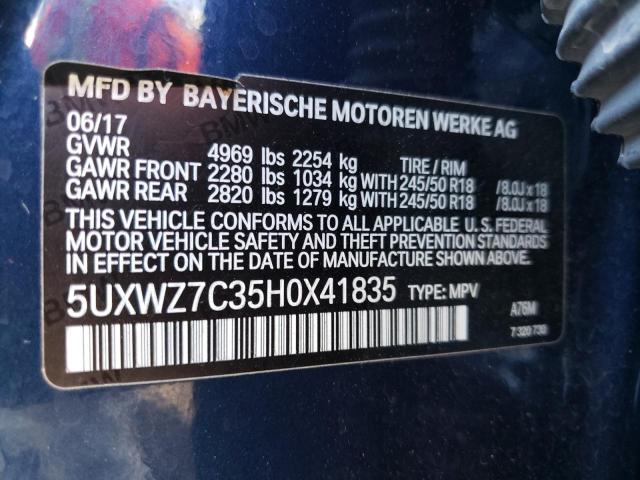 Photo 10 from auction – 2017 BMW X3 SDRIVE2 with VIN 5UXWZ7C35H0X41835