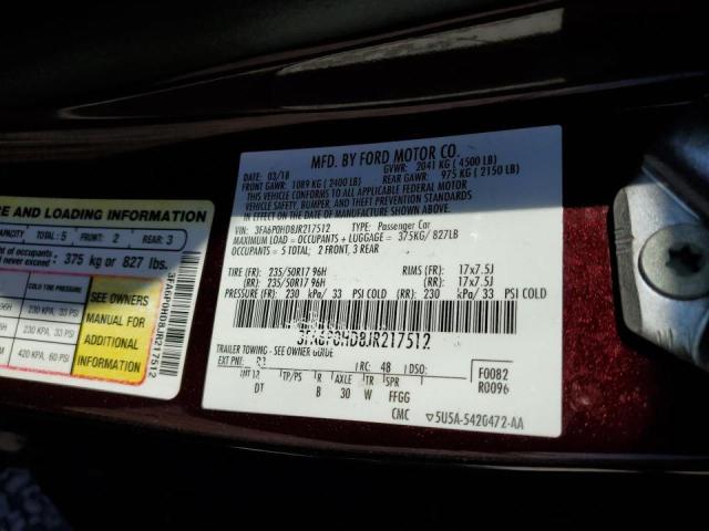 Photo 10 from auction – 2018 FORD FUSION SE with VIN 3FA6P0HD8JR217512