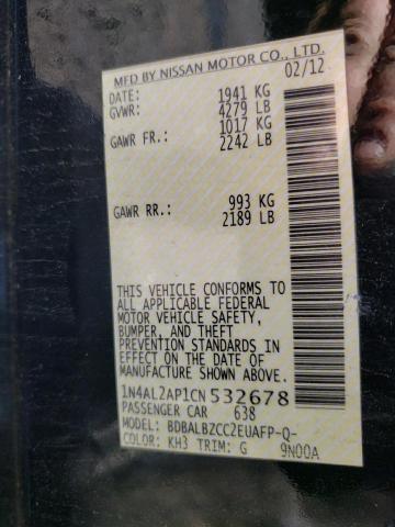 Photo 10 from auction – 2012 NISSAN ALTIMA BAS with VIN 1N4AL2AP1CN532678