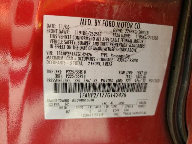 Photo 10 from auction – 2007 FORD FIVE HUNDR with VIN 1FAHP27177G142426