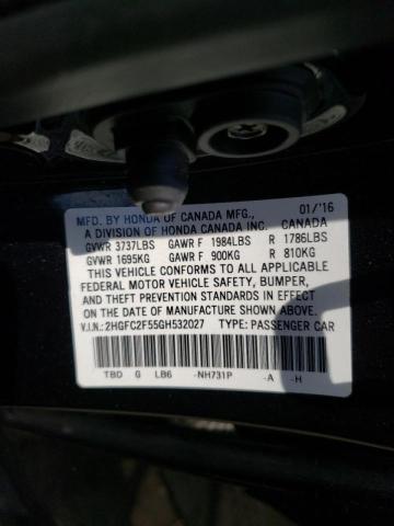 Photo 10 from auction – 2016 HONDA CIVIC LX with VIN 2HGFC2F55GH532027