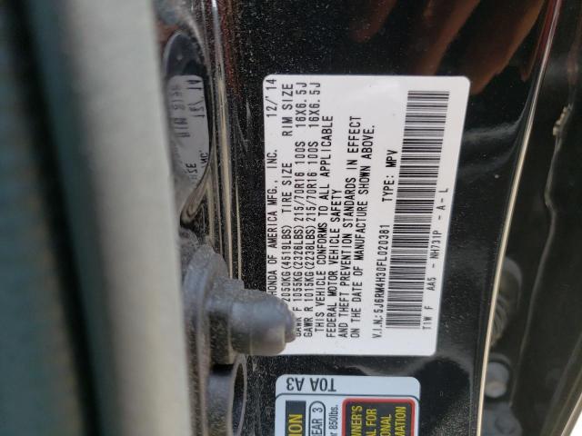 Photo 10 from auction – 2015 HONDA CR-V LX with VIN 5J6RM4H30FL020381