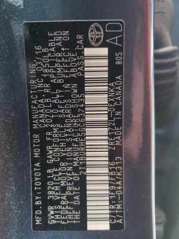 Photo 10 from auction – 2016 TOYOTA COROLLA L with VIN 2T1BURHE5GC637435