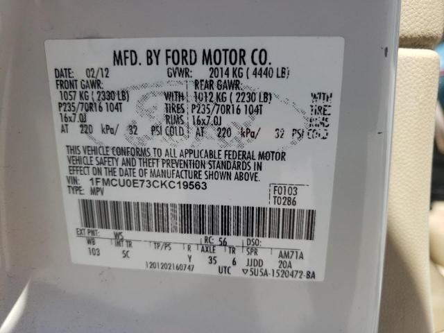 Photo 10 from auction – 2012 FORD ESCAPE LIM with VIN 1FMCU0E73CKC19563