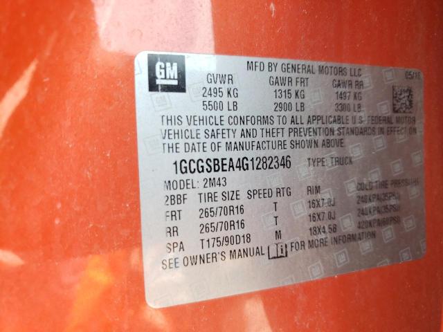 Photo 10 from auction – 2016 CHEVROLET COLORADO with VIN 1GCGSBEA4G1282346