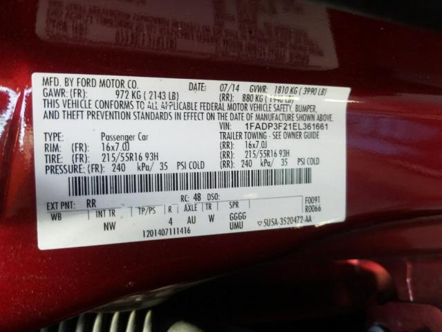 Photo 10 from auction – 2014 FORD FOCUS SE with VIN 1FADP3F21EL361661