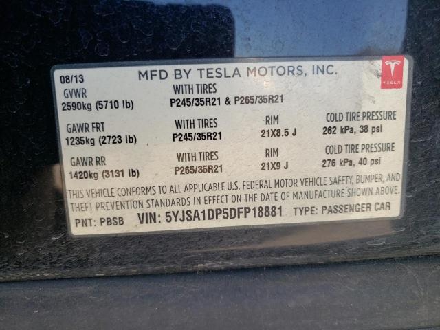 Photo 10 from auction – 2013 TESLA MODEL S with VIN 5YJSA1DP5DFP18881