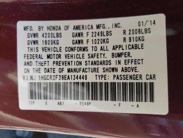 Photo 10 from auction – 2014 HONDA ACCORD LX with VIN 1HGCR2F38EA134449