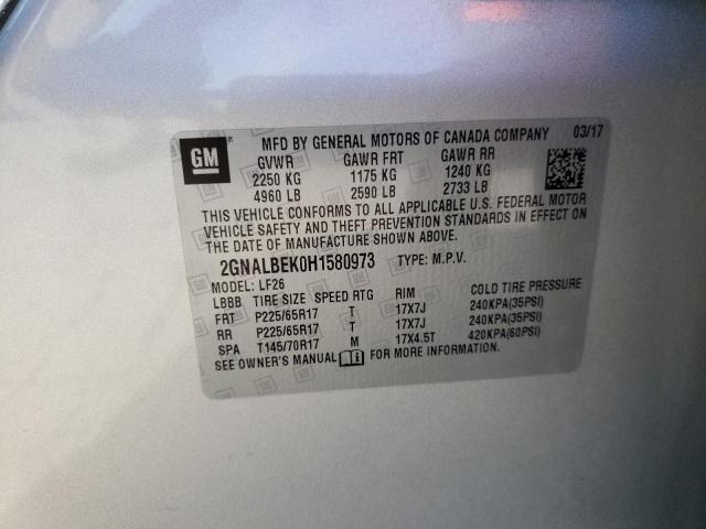 Photo 10 from auction – 2017 CHEVROLET EQUINOX LS with VIN 2GNALBEK0H1580973