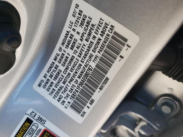 Photo 10 from auction – 2010 HONDA CIVIC LX with VIN 19XFA1F56AE080767