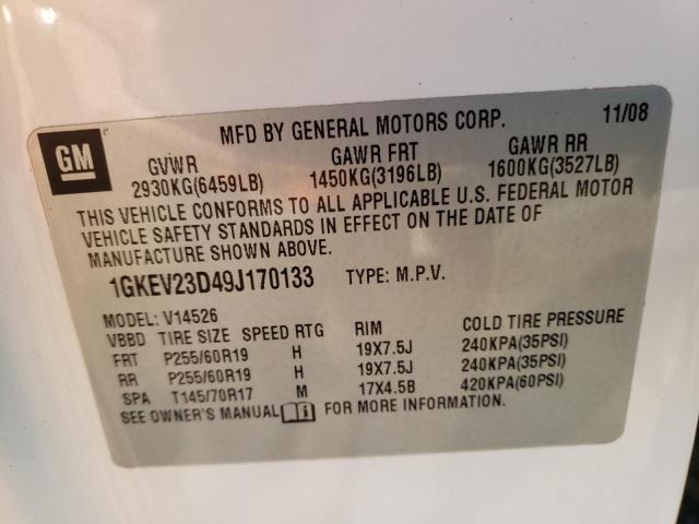 Photo 10 from auction – 2009 GMC ACADIA SLT with VIN 1GKEV23D49J170133