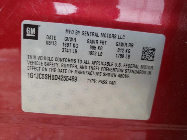 Photo 10 from auction – 2013 CHEVROLET SONIC LT with VIN 1G1JC5SH0D4255489