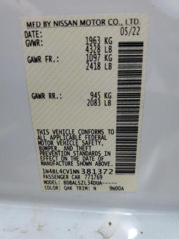 Photo 10 from auction – 2022 NISSAN ALTIMA SR with VIN 1N4BL4CV1NN381372