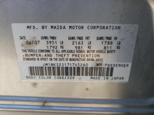 Foto 10 de la subasta – 2007 MAZDA 3 S con VIN JM1BK323171745260