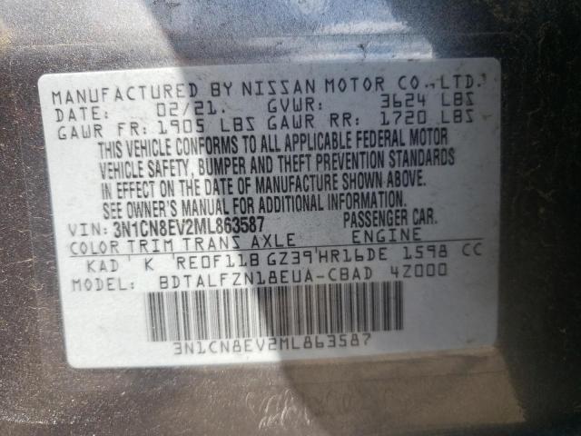 Photo 10 from auction – 2021 NISSAN VERSA SV with VIN 3N1CN8EV2ML863587