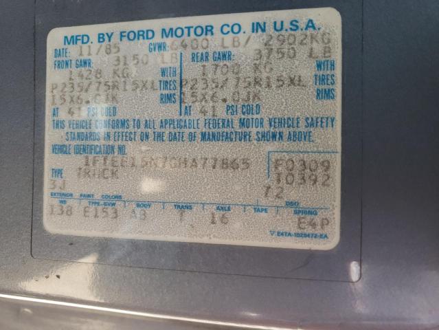 Photo 10 from auction – 1986 FORD ECONOLINE with VIN 1FTEE15N7GHA77865