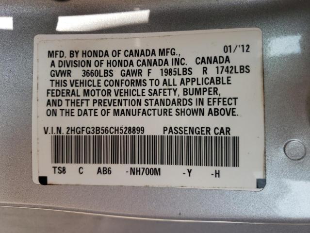 Photo 10 from auction – 2012 HONDA CIVIC LX with VIN 2HGFG3B56CH528899