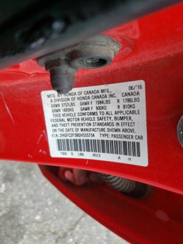 Photo 10 from auction – 2016 HONDA CIVIC LX with VIN 2HGFC2F58GH555754
