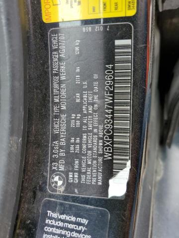 صورة رقم 10 من المزاد - 2007 BMW X3 3.0SI مع VIN WBXPC93447WF29604