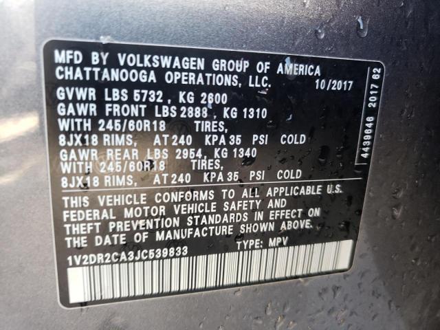 Photo 10 from auction – 2018 VOLKSWAGEN ATLAS SE with VIN 1V2DR2CA3JC539833