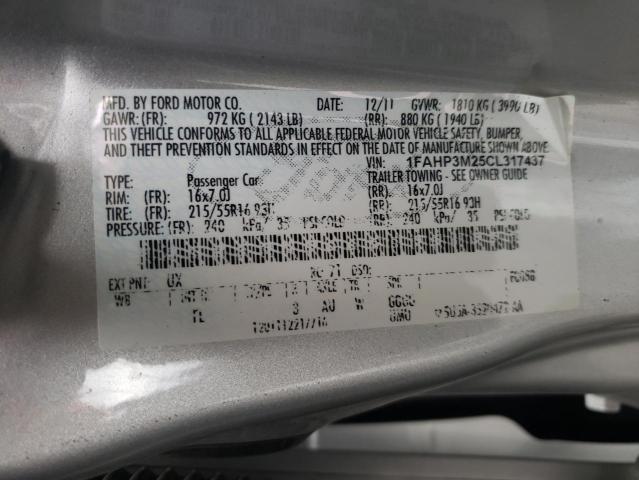 Photo 10 from auction – 2012 FORD FOCUS SEL with VIN 1FAHP3M25CL317437