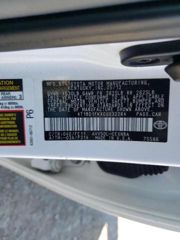 Photo 10 from auction – 2012 TOYOTA CAMRY HYBR with VIN 4T1BD1FKXCU032264
