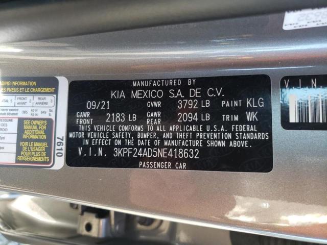 Photo 10 from auction – 2022 KIA FORTE FE with VIN 3KPF24AD5NE418632