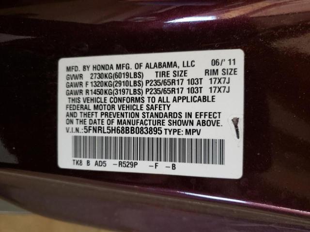 Photo 10 from auction – 2011 HONDA ODYSSEY EX with VIN 5FNRL5H68BB083895